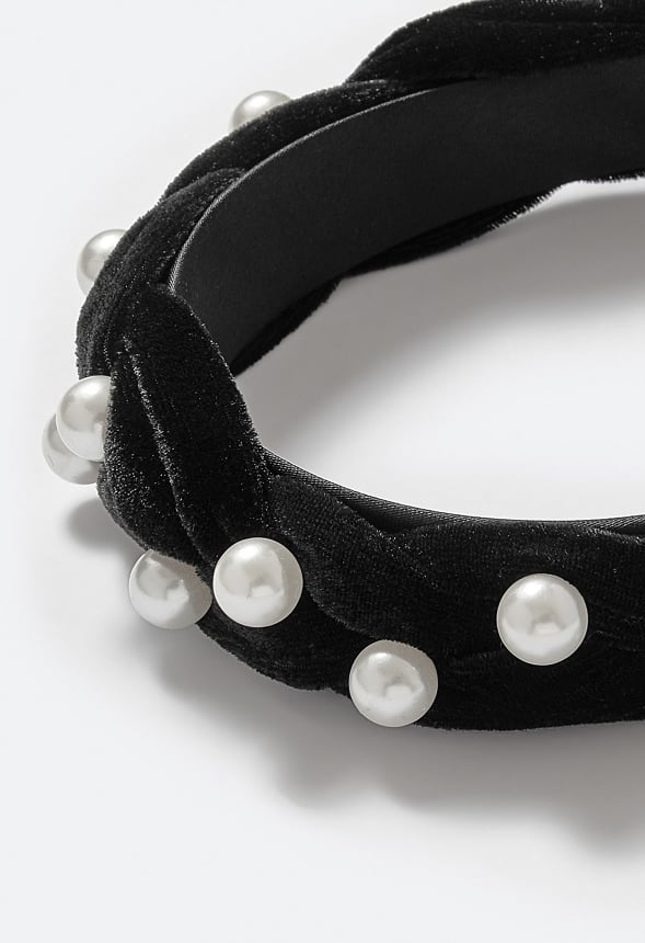 Cami Tonal Colours Stones And Pearls Velvet Alice Headband Multi/ Black