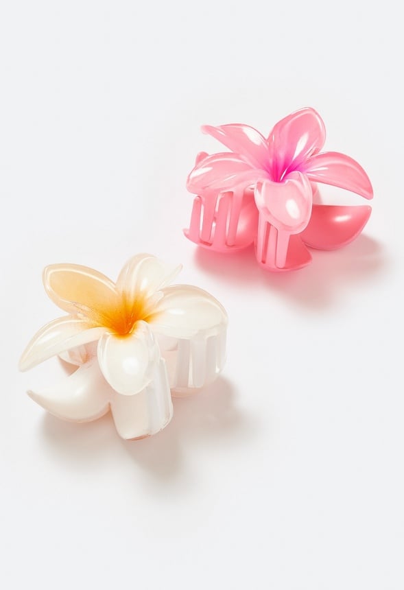 2-Pack Giada Ibiscus Hair Claws Pink/ Cream/ Plastic