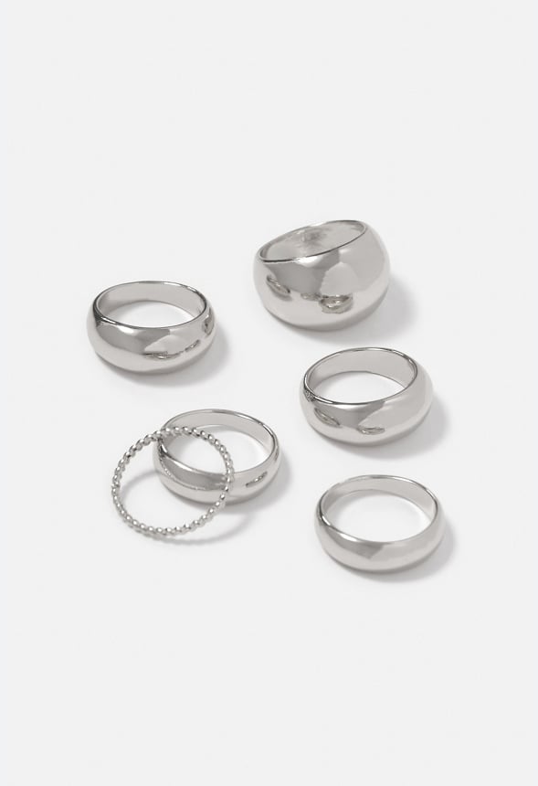Phoebe Mixed Band Ring Stack Silver