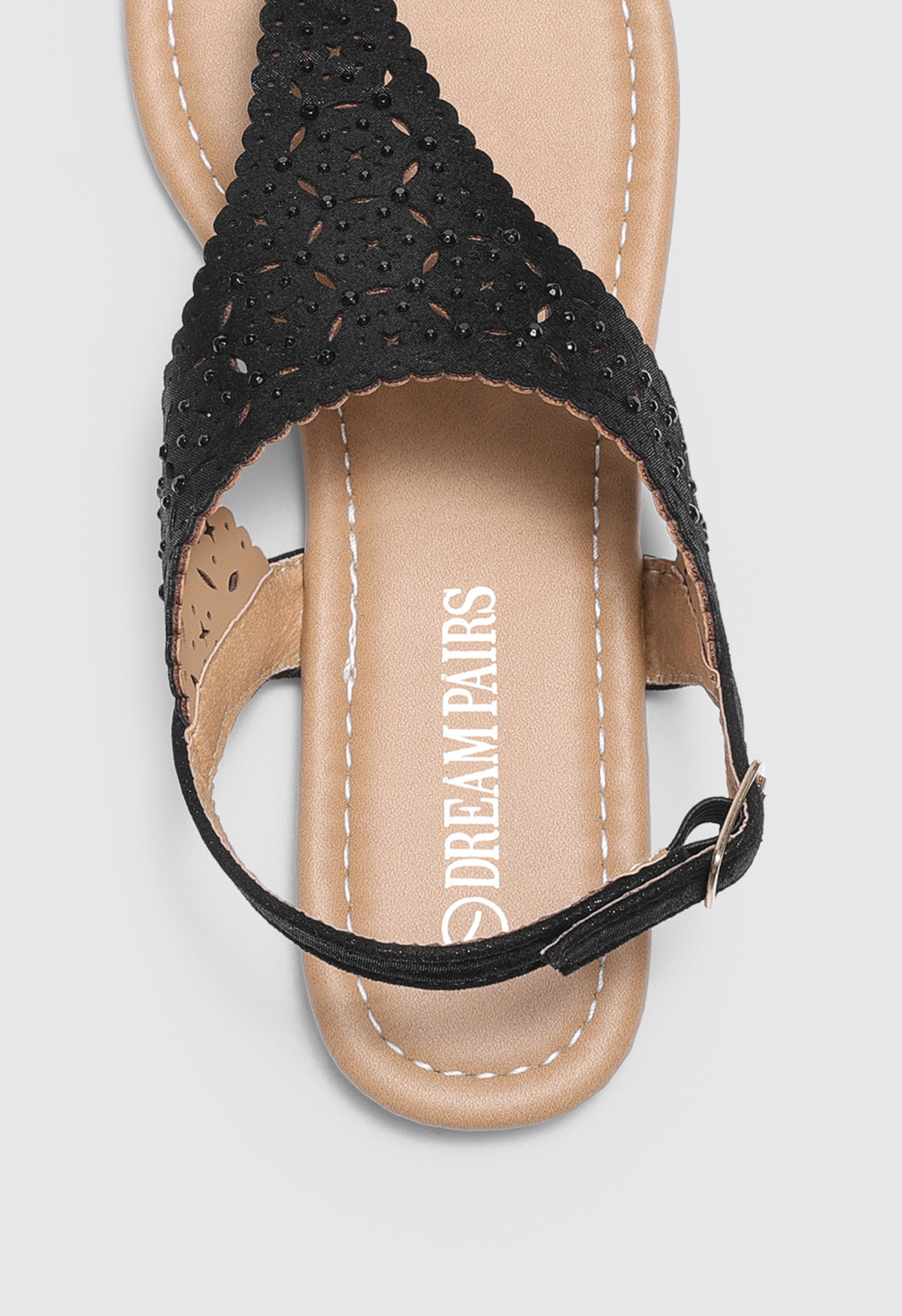 Women's Rhinestone Gladiator Flat Sandals Cute T-Strap Beach Sandals