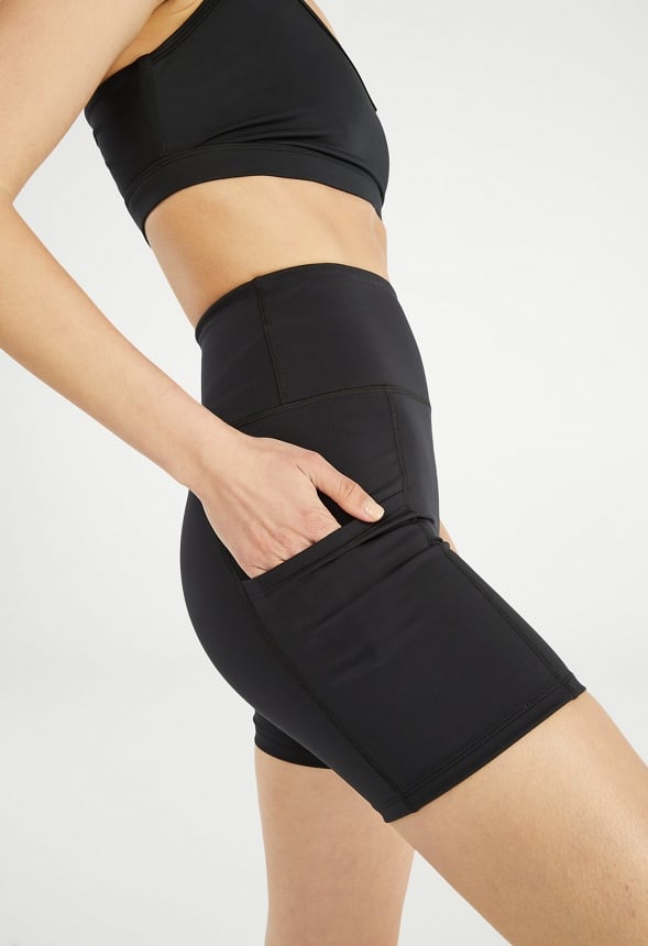 Hot Biker Active Shorts With Pocket Black Caviar