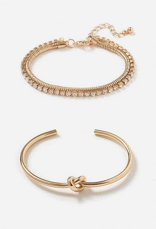 Mabel Adjustable Knot Bracelet Set Gold