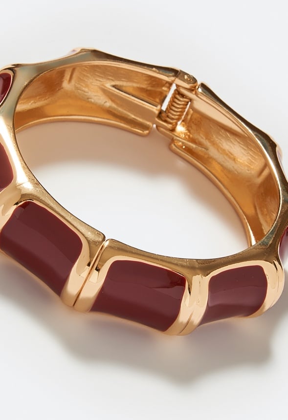 Alani Enameled Hinged Bangle Burgundy/Gold
