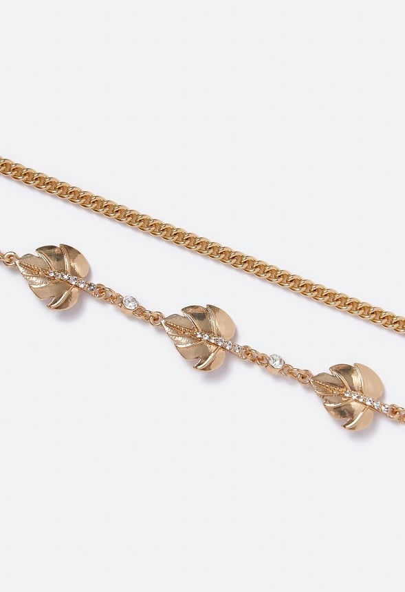 Elle Leaf Motif Belt Gold