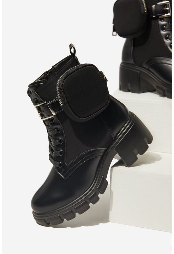 Tanzi Lug Sole Ankle Boot Black