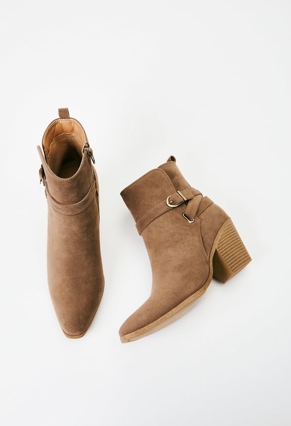 Della Block Heeled Bootie Taupe
