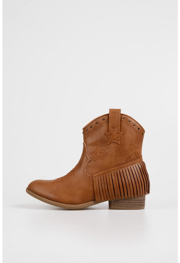 Western Fringe Ankle Boot Brown