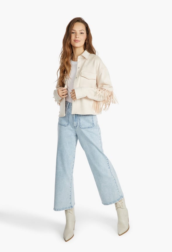 Fringe Suede Jacket Off White Shell