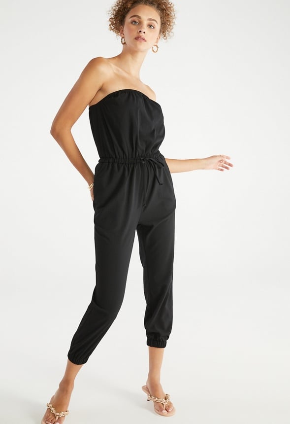 On The Go Strapless Jumpsuit Black Caviar
