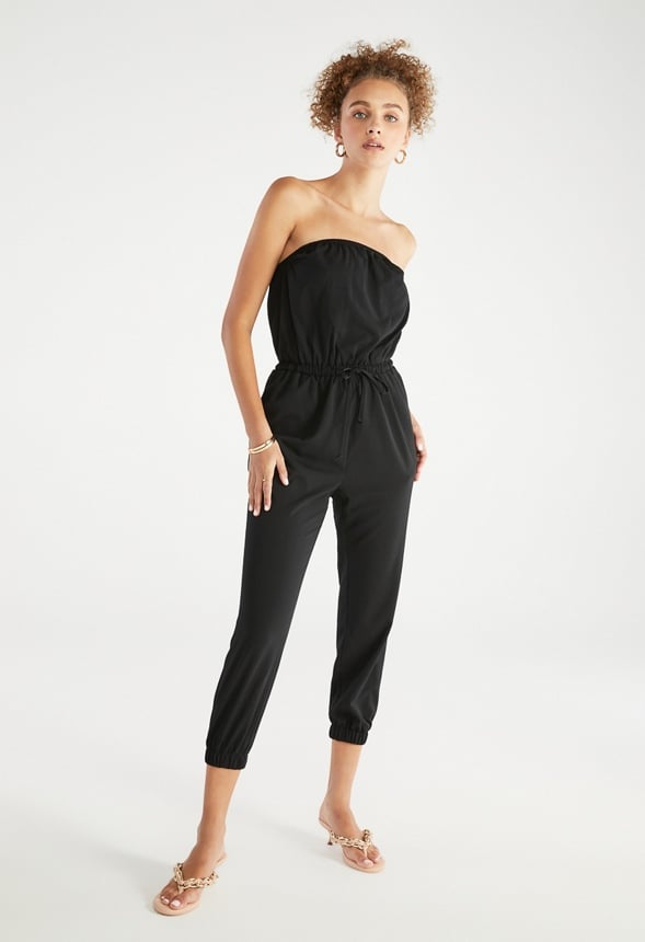 On The Go Strapless Jumpsuit Black Caviar