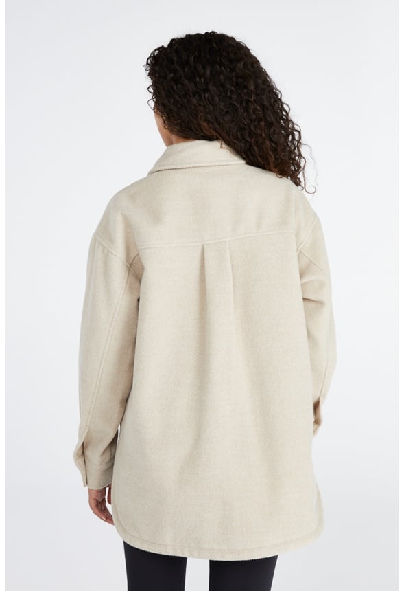 Wool Blend Boyfriend Shacket Oatmeal Heather