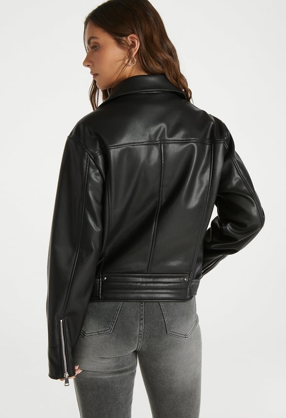 Faux Leather Jacket Black Caviar