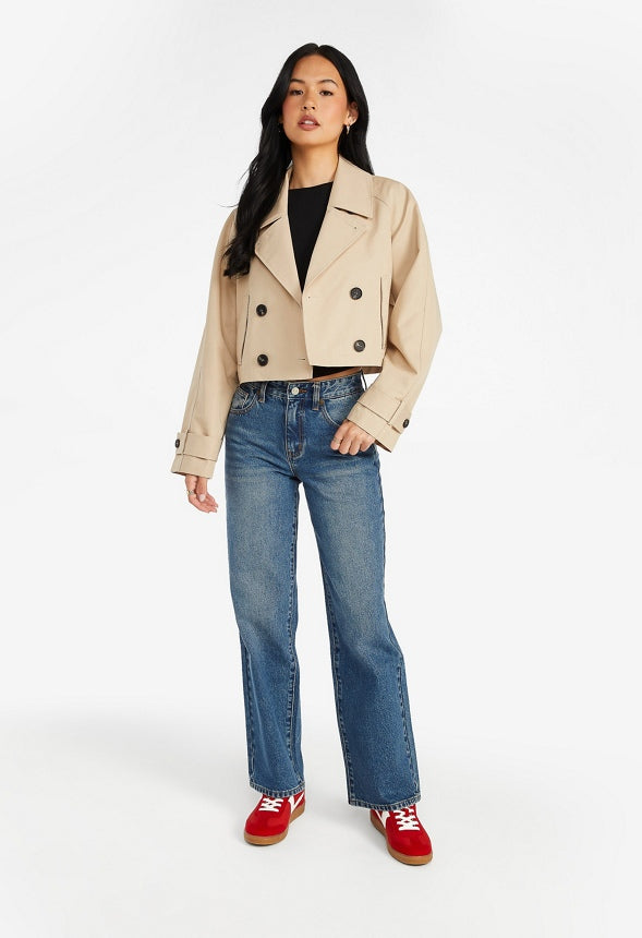 Cropped Trench Jacket Khaki