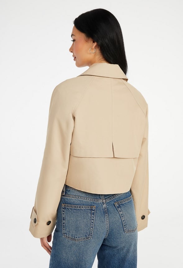 Cropped Trench Jacket Khaki