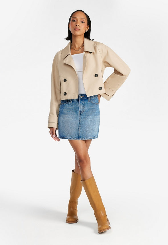 Cropped Trench Jacket Khaki