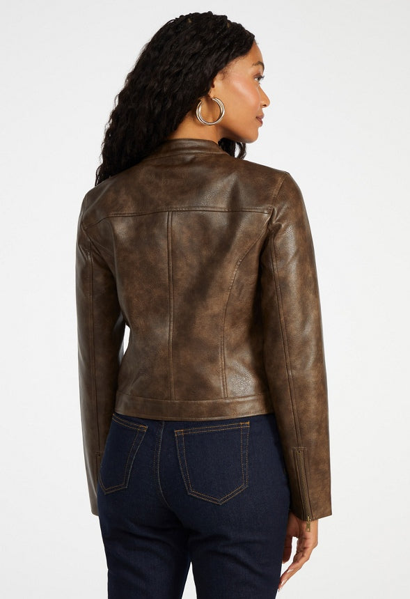 Leather Moto Jacket Burnished Leather