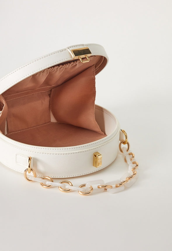 Resin Handle Canteen Crossbody White Multi