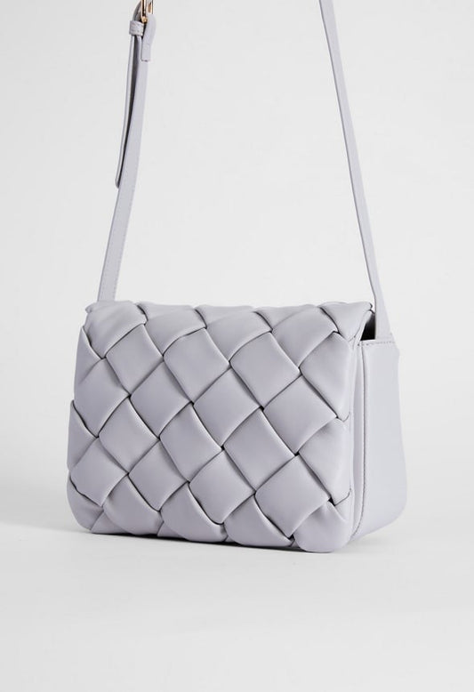 Braided Puffy Crossbody Bag Vapor Blue