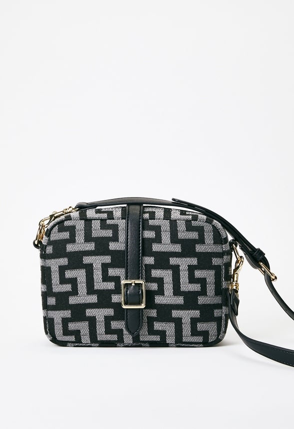 Camera Crossbody With Buckle Black Multi