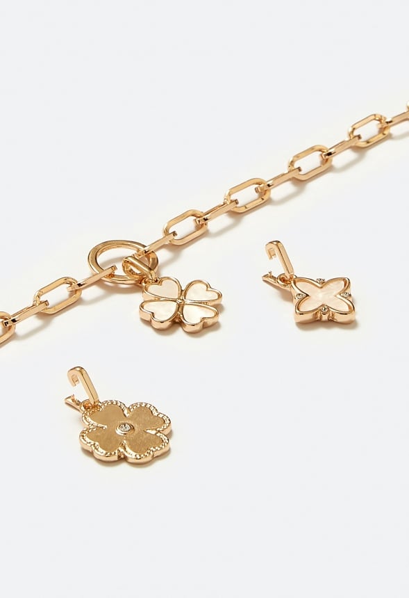 3-Pack Jamie Of Interchangeable Shell Clovers Charms Pack Cream/ Gold