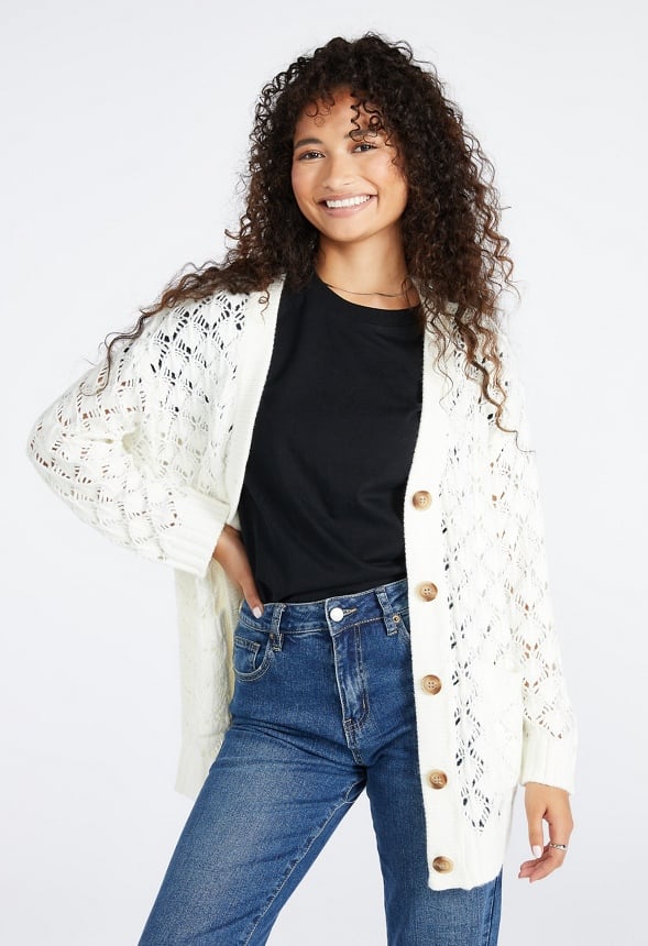 Popcorn Boyfriend Cardigan Marshmallow White