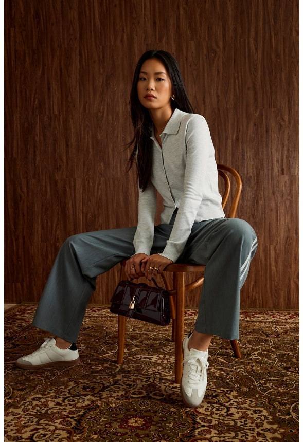 Tissue Polo Cardigan Light Heather Grey