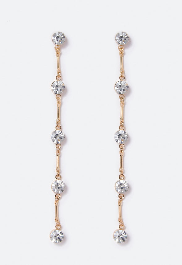 Ruby Spaced Crystal Strand Earrings Crystal/ Gold