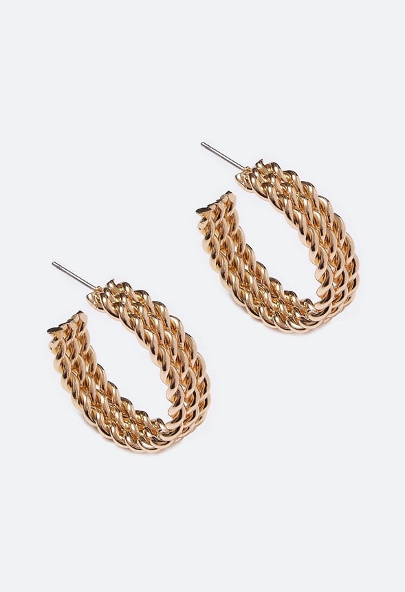 Amari Triple Twist Hoop Earrings Gold