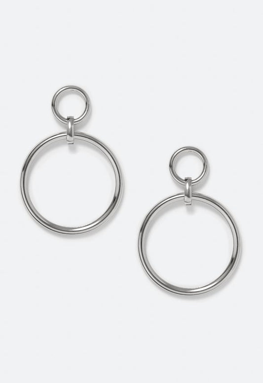 Leia Linked Smooth Ring Drop Earrings Silver