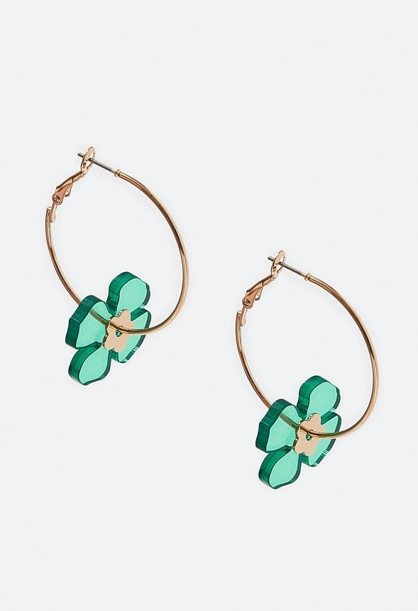 Giana Saint Patricks Green Charm Hoop Earrings  Green/ Gold