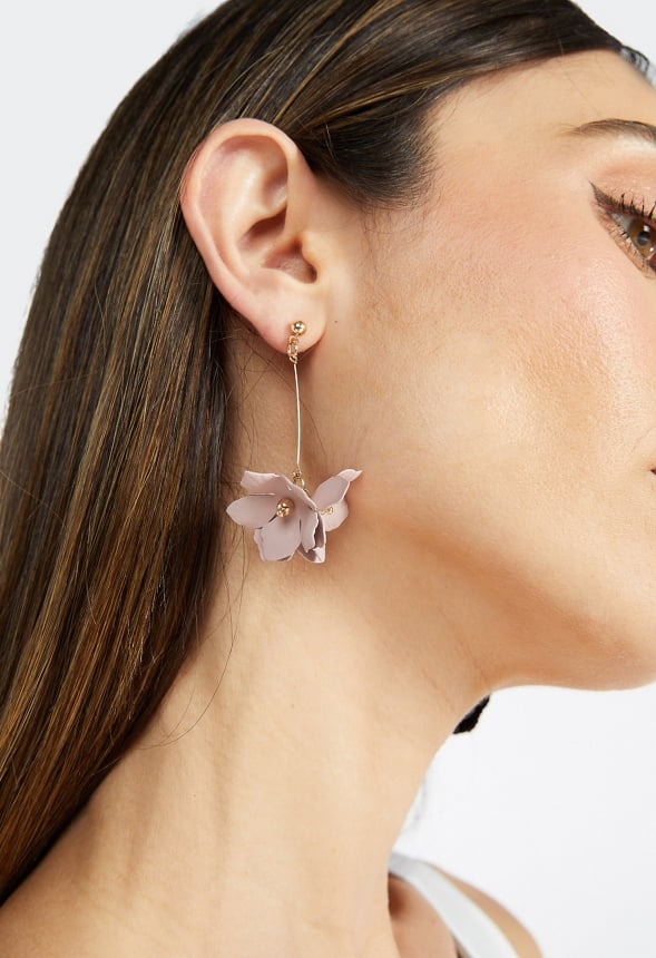 Xyla Color Coated Petals Flowers Drop Earrings Rose/ Gold
