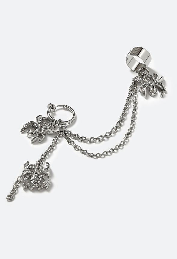 Miah Halloween Charms Linked Earclimber Crystal/ Silver