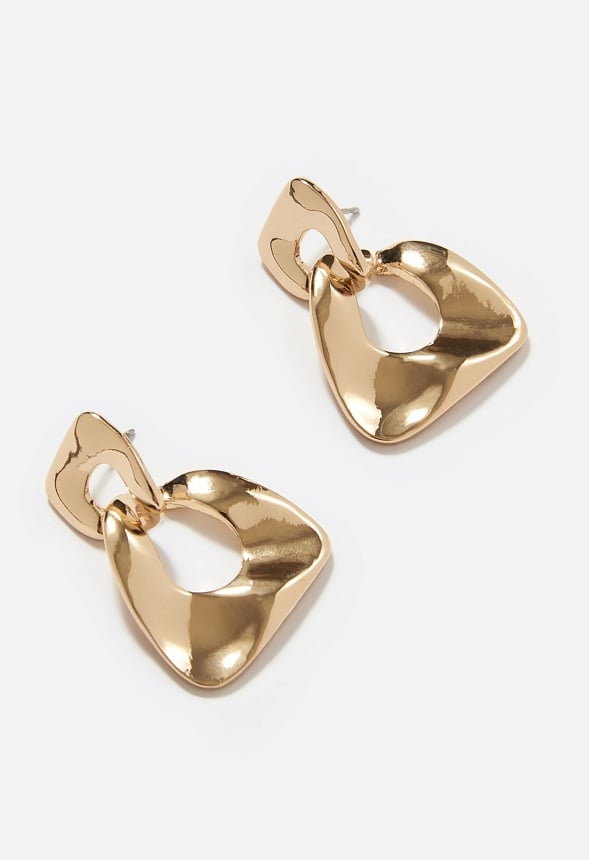 Blake Organic Metal Links Drop Earring Gold