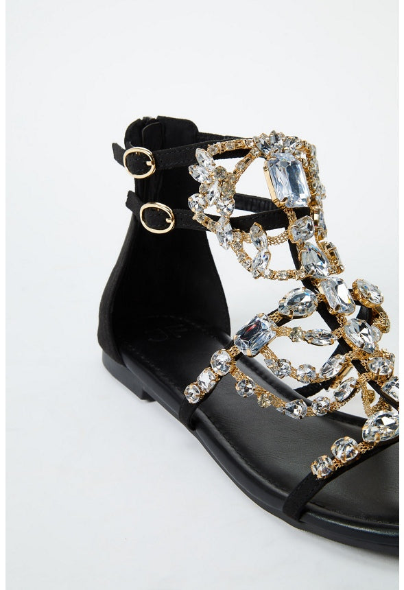 Remy Embellished Gladiator Sandal BLACK