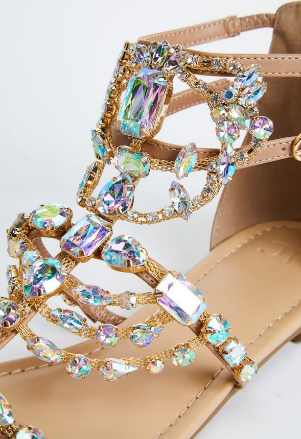 Remy Embellished Gladiator Sandal Beige