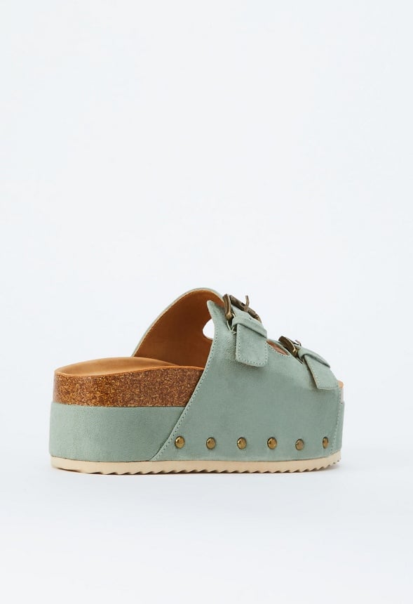 Abbie Platform Slide Sandal Seagrass Green