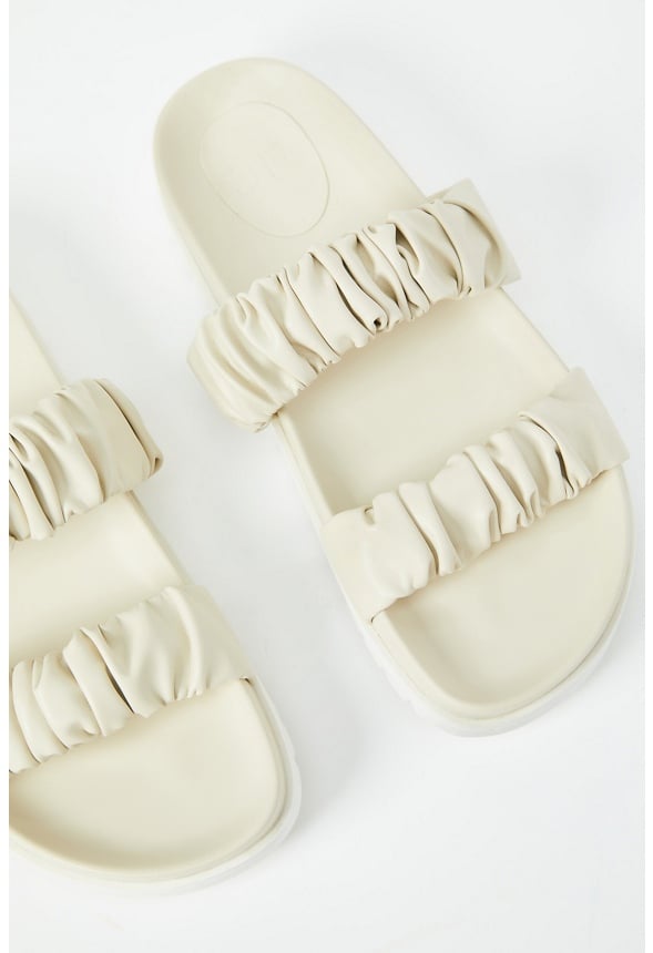 Eva Flat Slide Sandal Birch White