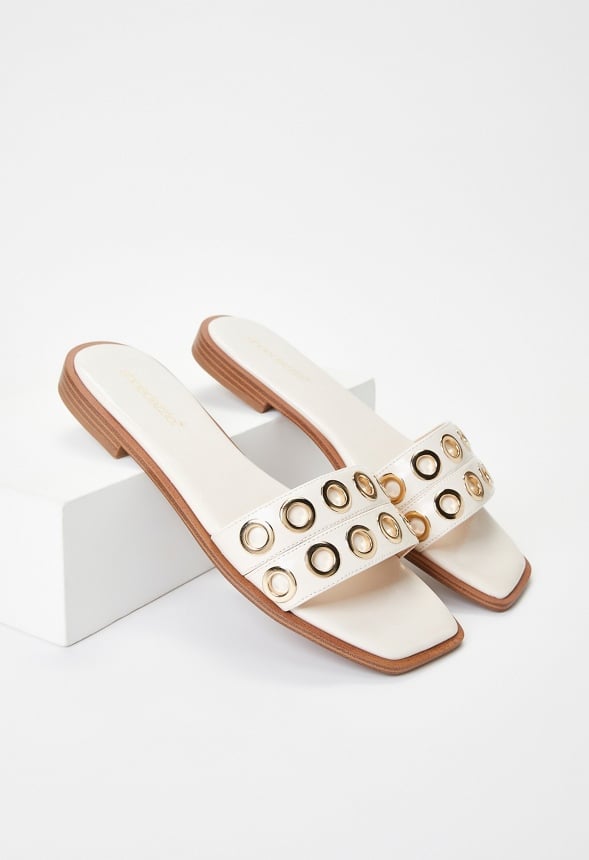 Lani Flat Slide Sandal Birch White