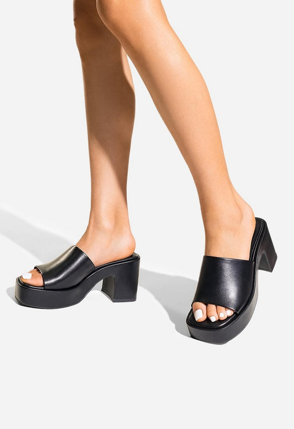 Open Toe Platform Sandal Black