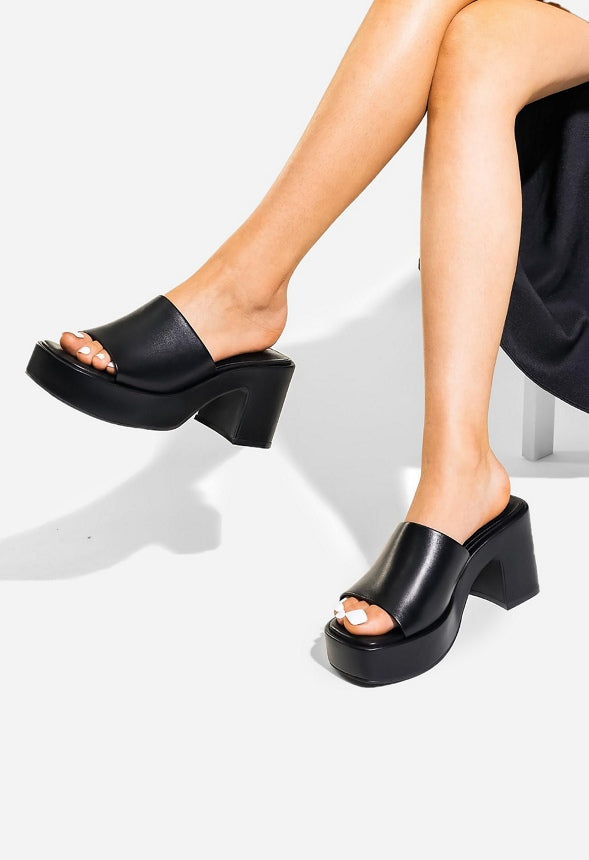 Open Toe Platform Sandal Black