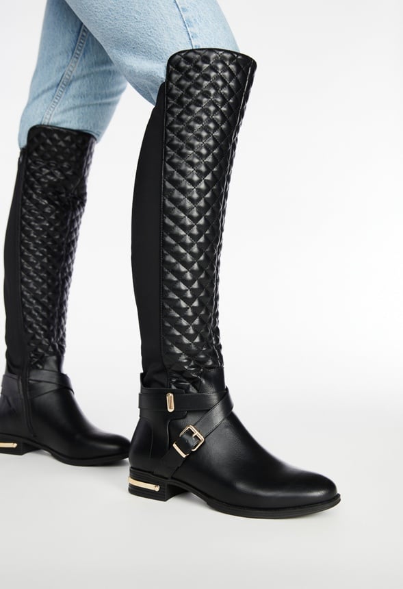 Annabeth Quilted Flat Boot Black