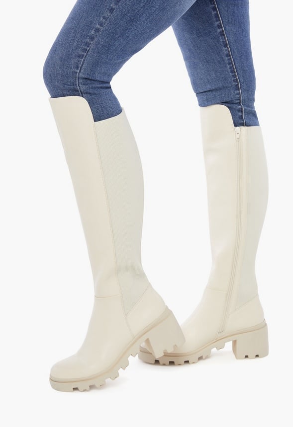 Ayden Chunky Block Heeled Boot Bone