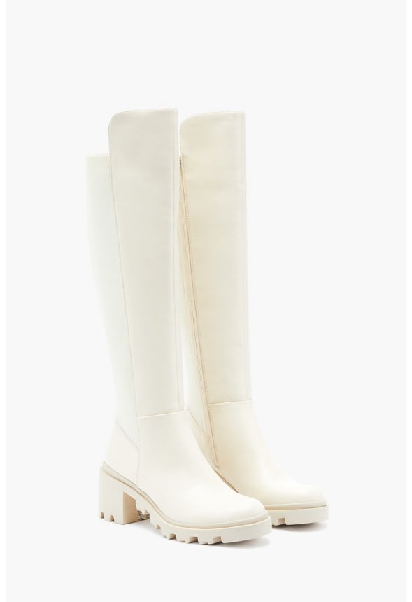 Ayden Chunky Block Heeled Boot Bone
