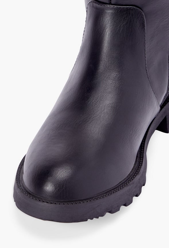 Demi Fold-Over Lug Sole Boot Black Caviar