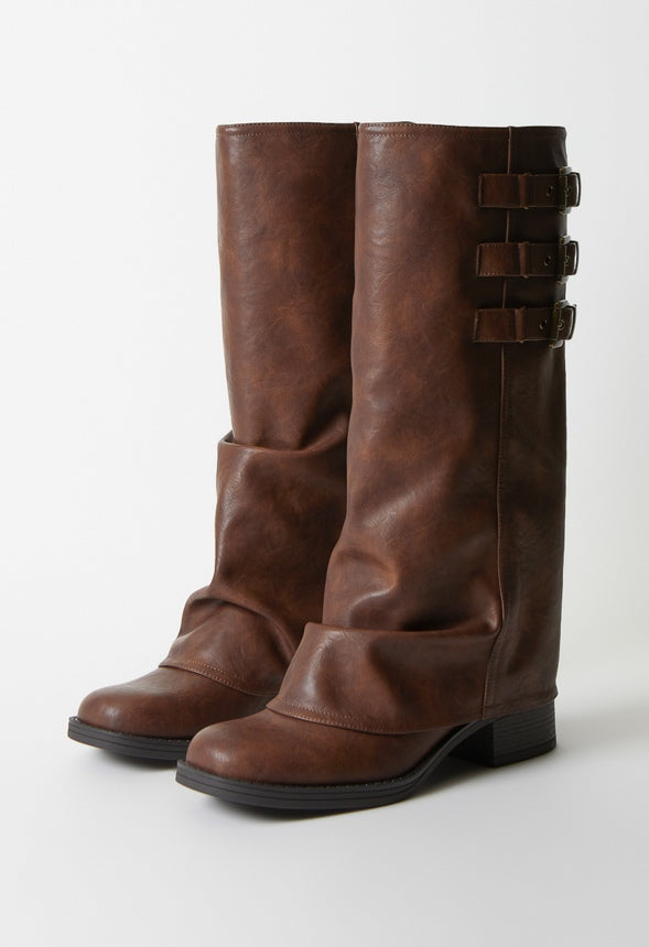 Robbie Flat Boot Leather Brown