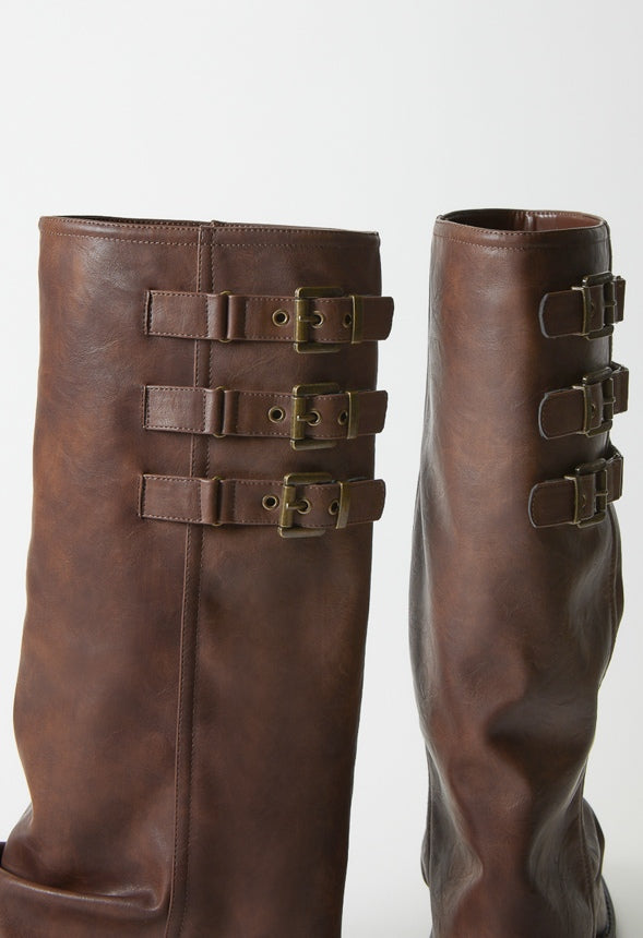 Robbie Flat Boot Leather Brown