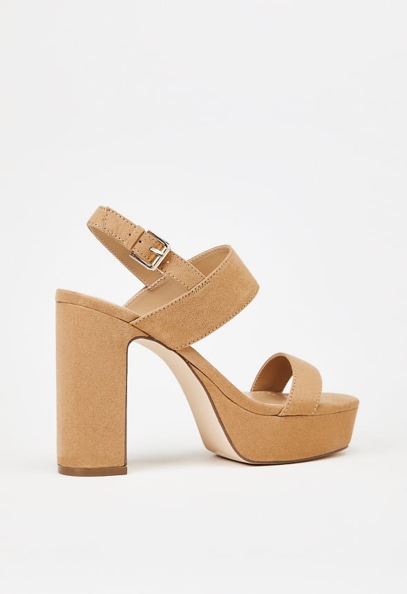 Amara Platform Heeled Sandal Light Camel