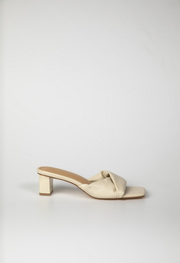 Caroline Mule Heeled Sandal Birch White