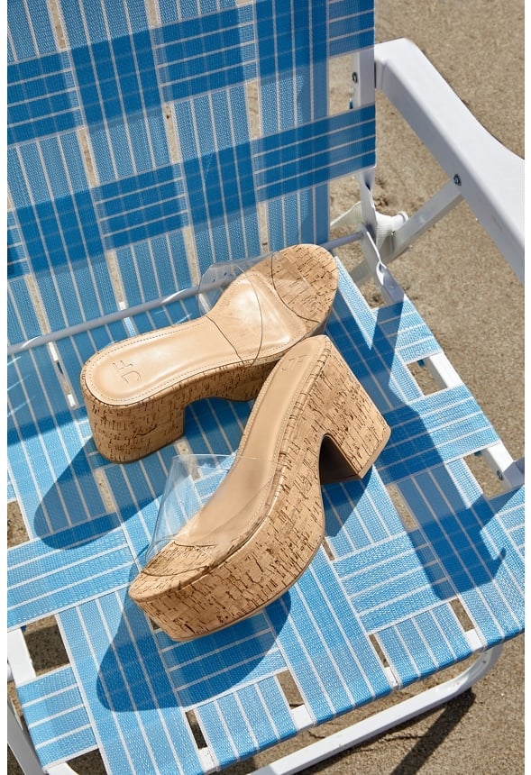 Esmie Block Heeled Platform Sandal Clear