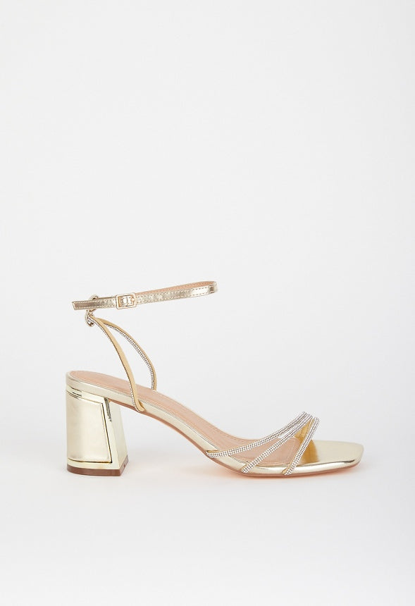 Cris Block Heeled Sandal Silver